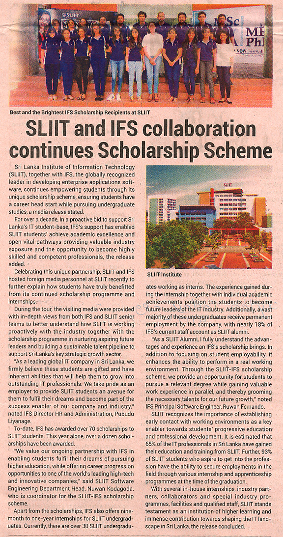 SLIIT-and-IFS-Collaboration-Continues-Scholarship-Scheme-Ceylon-Today-09-12-2018