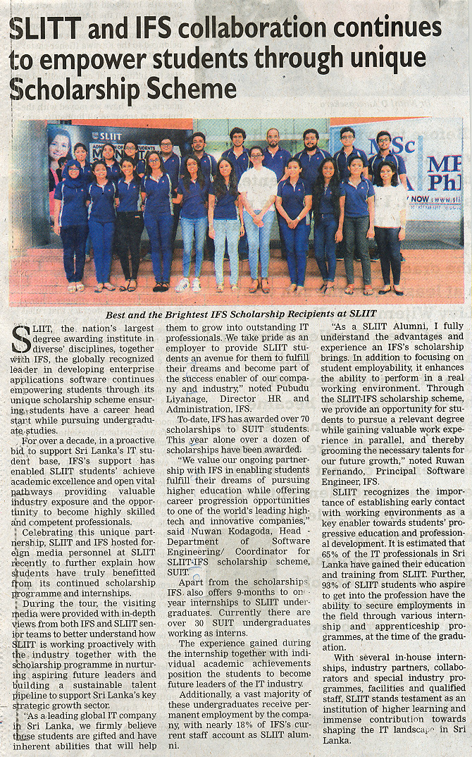 SLIIT-and-IFS-Collaboration-Continues-to-Empower-Students-through-Unique-Scholarship-Scheme-Sunday-Island-09-12-2018