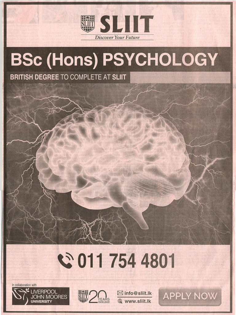 BSc (Hons) Psychology British Degree to Complete at SLIIT Daily FT