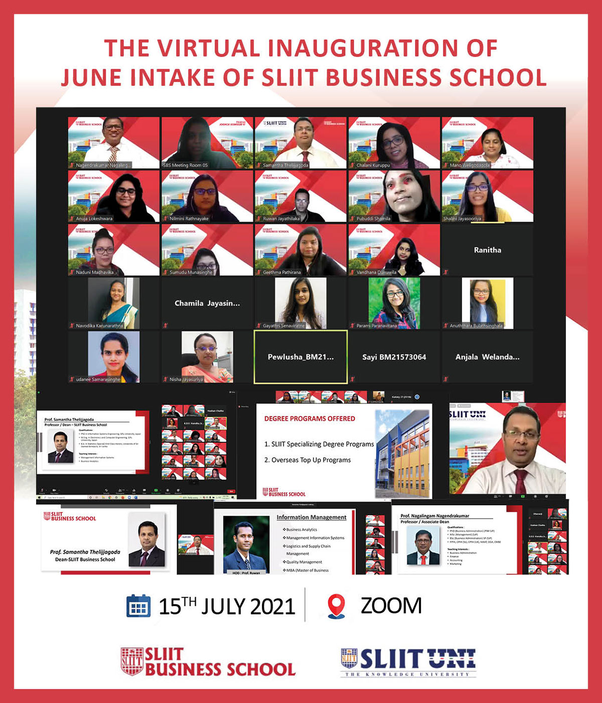 The Virtual Inauguration Of June Intake Of Sliit Business School Sliit