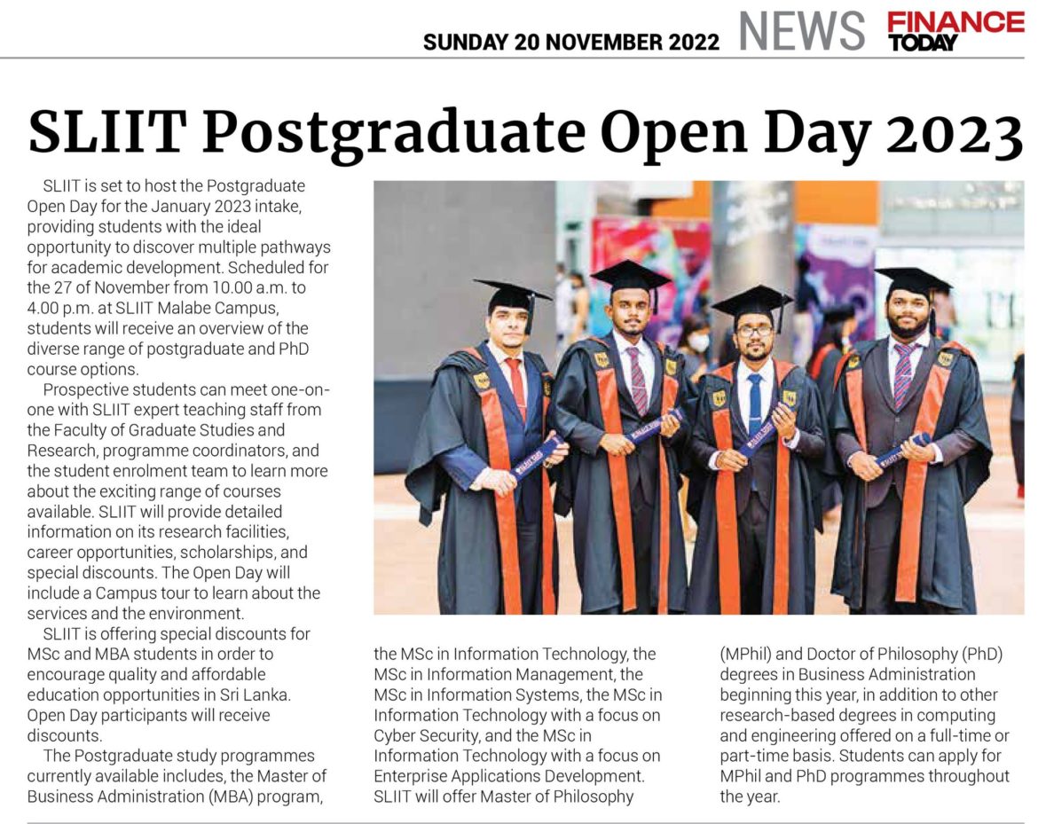 SLIIT Postgraduate Open Day 2023 Ceylon Today SLIIT