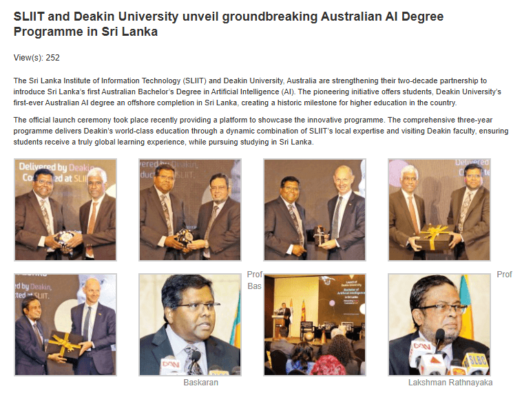 SLIIT and Deakin University unveil groundbreaking Australian AI Degree Programme in Sri Lanka