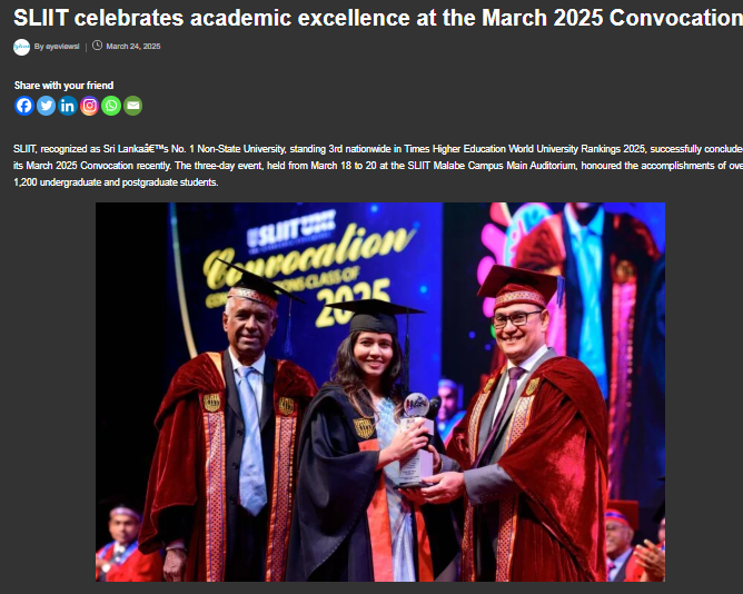 SLIIT celebrates academic excellence at the March 2025 Convocation