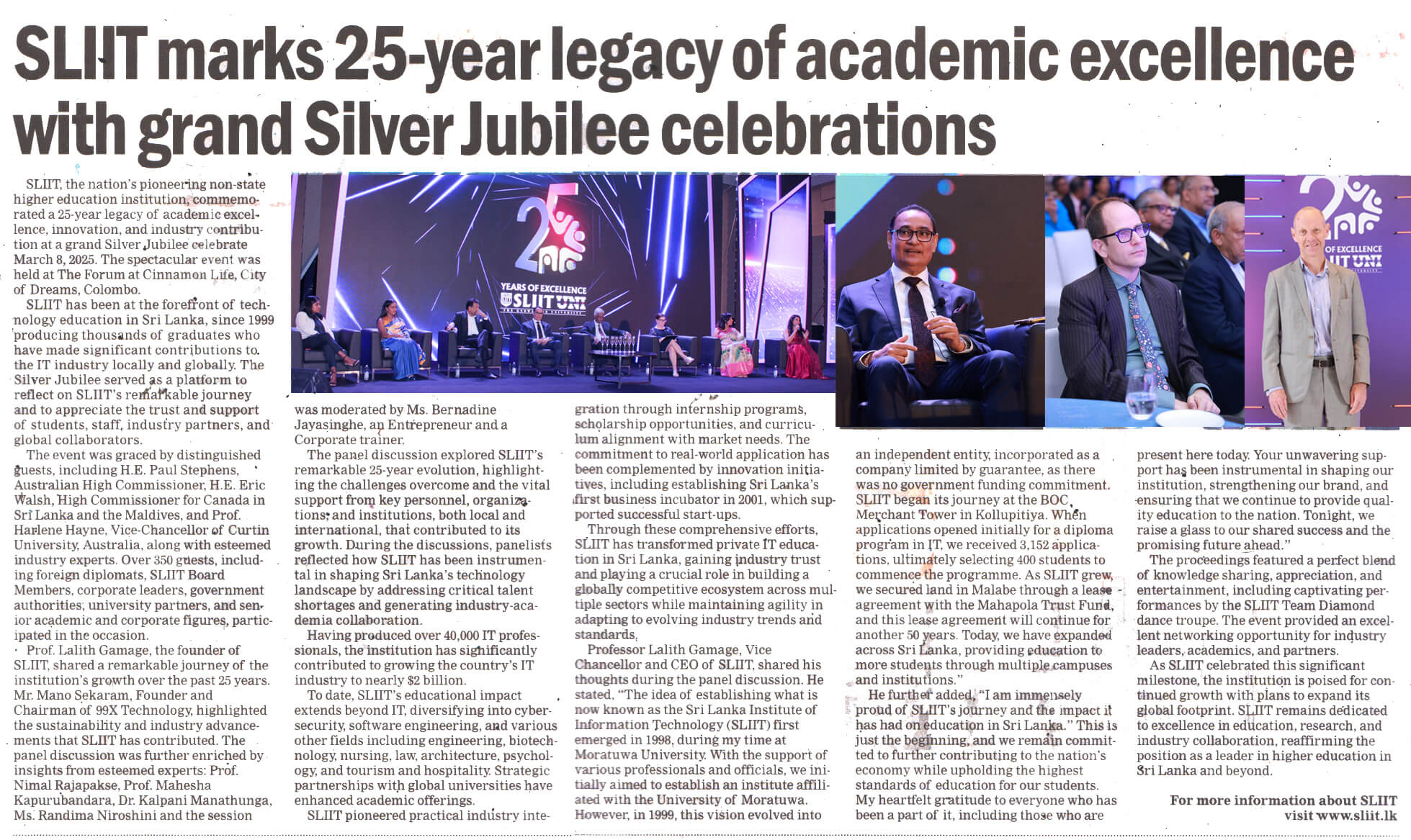 SLIIT marks 25-year legacy of academic excellence with grand silver jubilee celebrations