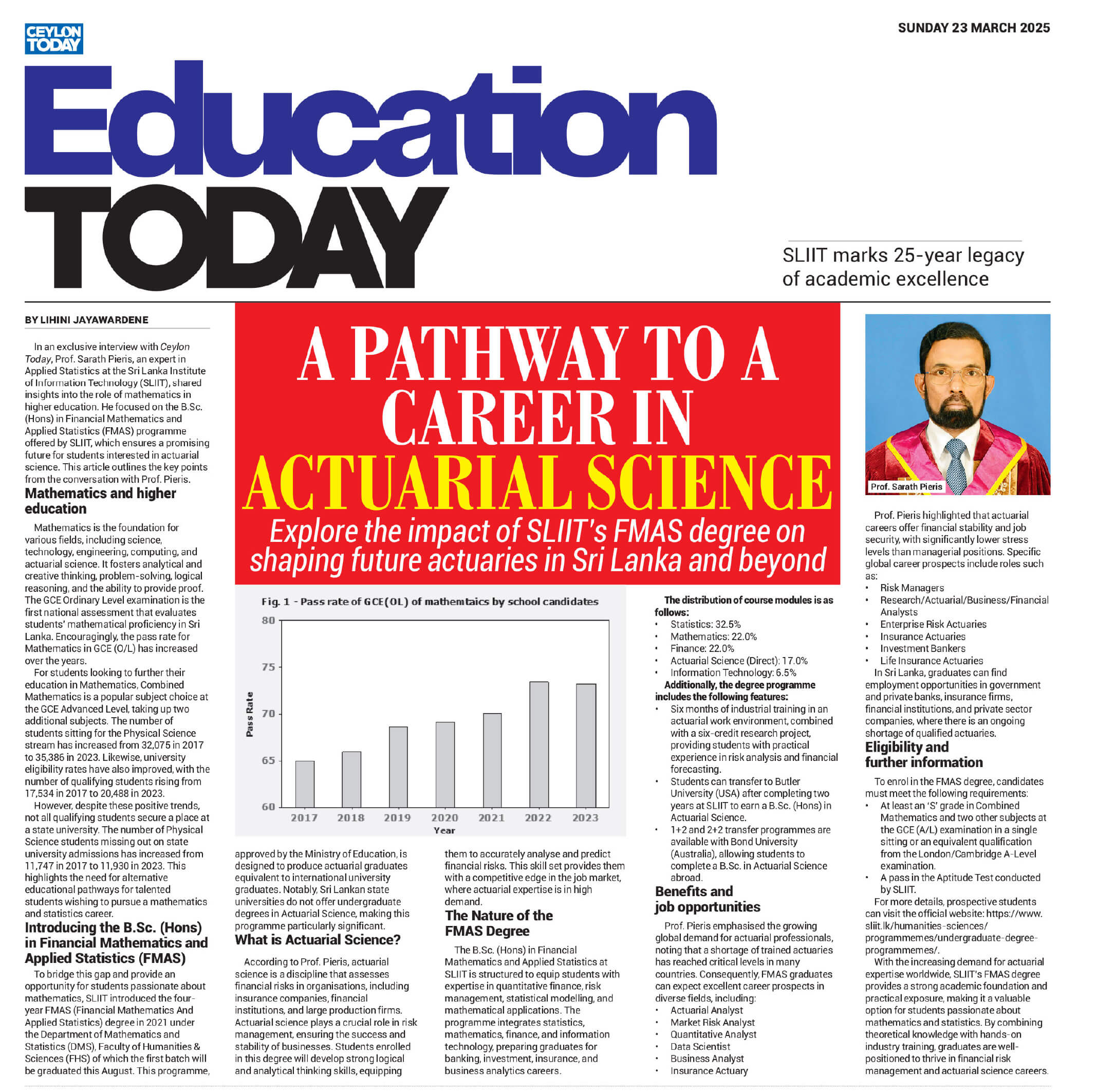 A Pathway to a Career in Actuarial Science - Explore the impact of SLIIT's FMAS degree on shaping future actuaries in Sri Lanka and Beyond