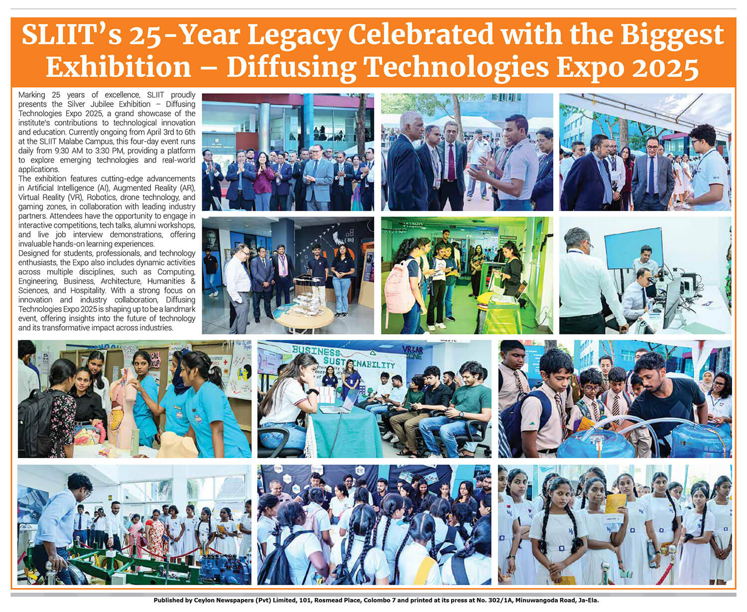 SLIIT's 25 - Year Legacy Celebrated with the Biggest Exhibition - Diffusing Technologies Expo 2025