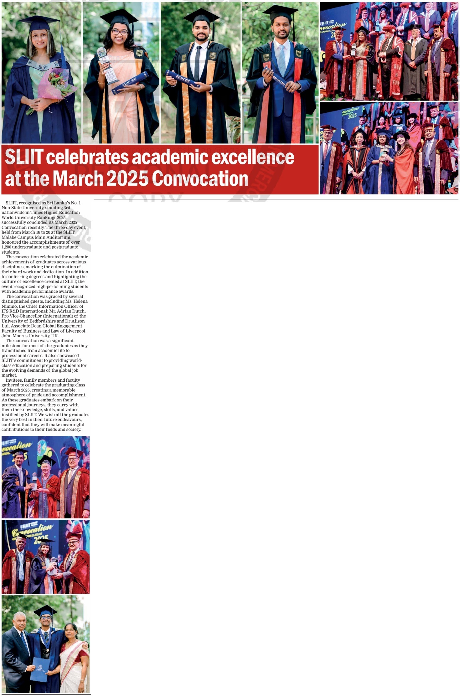 SLIIT celebrates academic excellence at the March 2025 Convocation